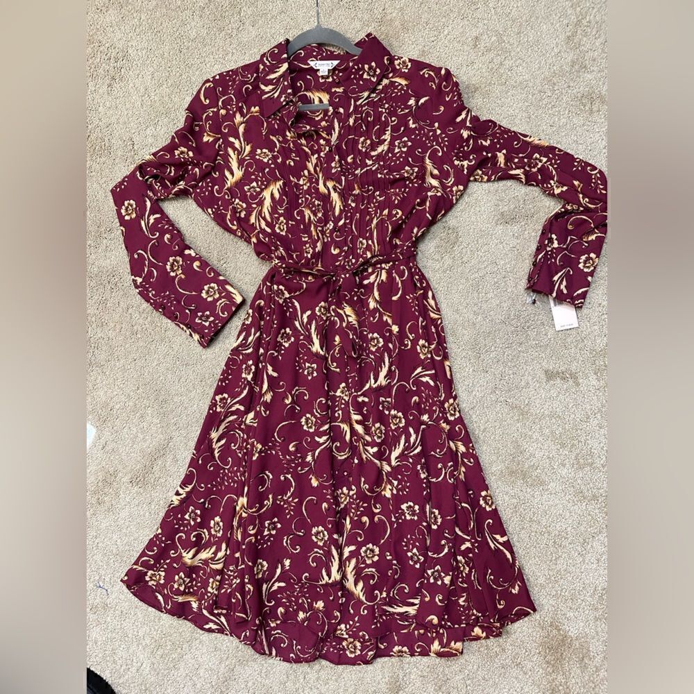 NWT Nanette Lepore Berry/Gold Print long Sleeve Dress - Picture 4 of 13